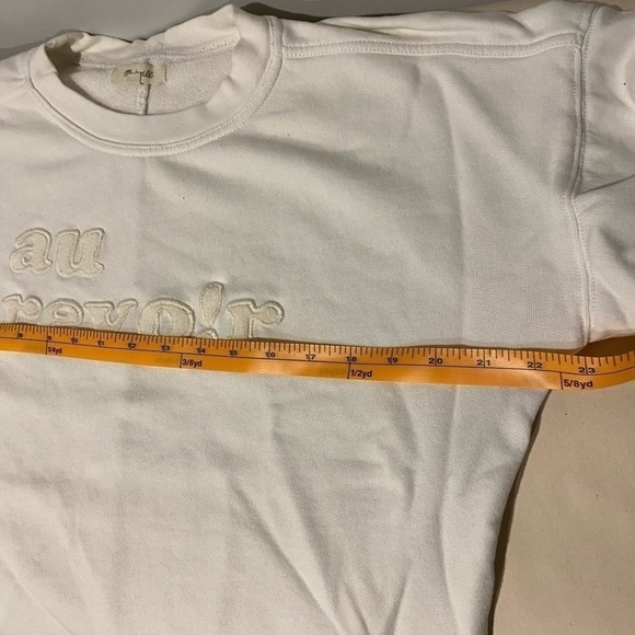 Madewell Sézane-Inspired “Au Revoir” White Cotton Crewneck Sweatshirt - Picture 8 of 9